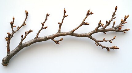 Obraz premium Twig with buds ready to bloom in spring, nature awakening concept with fresh plant growth