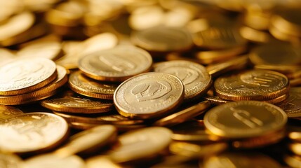 A pile of gold coins with a cow on them.
