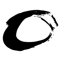 Grunge circle brush. Black circle frames. Round line of black paint. Grunge round shapes. Circular...