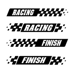 Racing flag vector icon on white background. Checkered flag. start and finish crossed flag. Racing flag.	