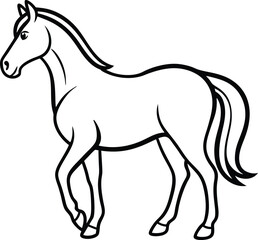 Minimal Horse Side Pose in Clean Line Art with Dynamic Flow