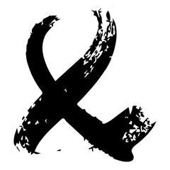 Ampersand black draw paint sign. white background. JPG. & icon.