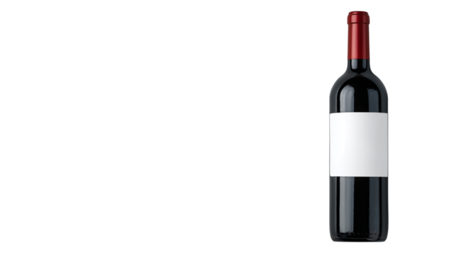 Red Wine Bottle with Blank Label on Transparent Background - Powered by Adobe