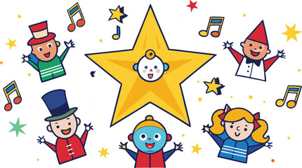 Singers Surrounded By Festive Stars.