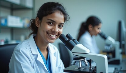 Fototapeta premium group of indian interns posing at hospital