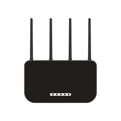 Modern Wi-Fi router icon with four antennas. Clean and professional vector illustration suitable for tech websites, network services, app interfaces, and IT infographics