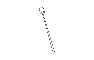 continuous line drawing of magic wand with star head.one line drawing of magic wand for carnival event, isolated white background, Magic Wand Icon Flat Design, minimal.