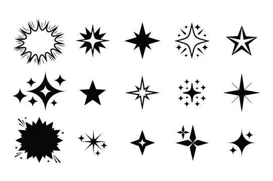 Sparkling Stars Silhouette Icon Collection