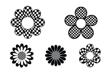 Checkered Retro Flower Clipart