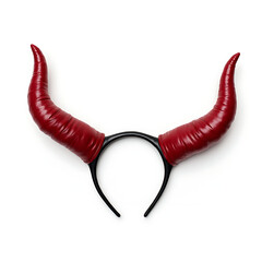 Red devil horn headband with glossy finish isolated on white background  