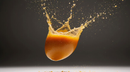 Mango with splash isolated on white background,orange Juice photo retouching