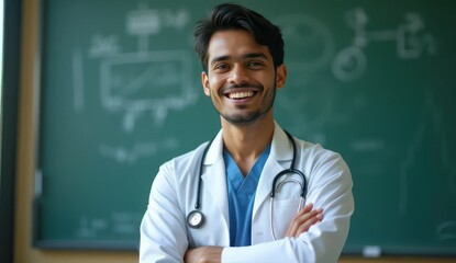 smiling indian students preparing for medical career