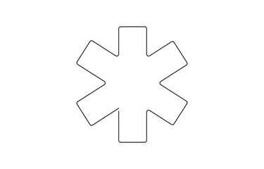Star of Life medical sign in continuous line art drawing style. Emergency medical services symbol black outline , isolated on white background. Vector illustration, Medical symbol blue Star of Life .
