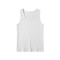 Bright white sleeveless cotton tank top shirt mockup. Ideal for fashion branding, design templates, or apparel displays. Isolated on white or transparent background. PNG format.