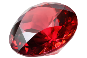 Sparkling red ruby gemstone with transparent background showcasing its brilliance and intricate facets