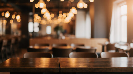 Empty wood table in front of blurred background. Perspective house and window - can be used for display or montage your products.Mock up for display of product.