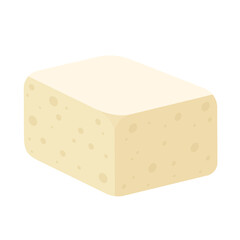 White Tofu vector. Tofu cartoon style isolated on white background. Vegetarian nutrition, healthy food.	