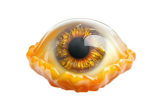 Unique Halloween eye jelly dessert on a white background ready for festive celebrations and themed gatherings