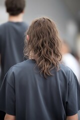 Fototapeta premium Long Curly Hair A Rear View Perspective