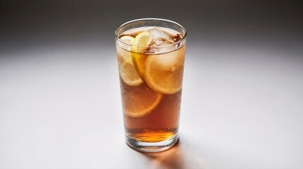 Bumble Coffee, Coffee with Orange Juice with Ice, Refreshing Drink on Light Grey Background