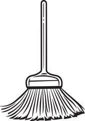 Clean and simple black vector linear outline of a broom.