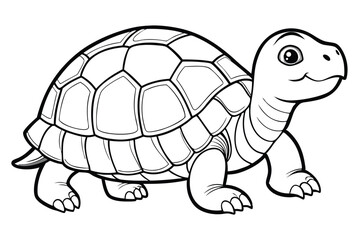 Fototapeta premium A slow wild turtle with its shell walks in nature
