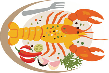 Detailed illustration of a vibrant lobster with intricate details and colorful elements