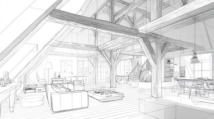 Fototapeta premium Architectural Interior Sketch