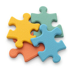 Colorful interlocking puzzle mat pieces arranged on white background  