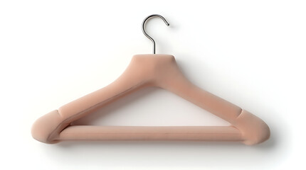 Soft velvet hanger with curved shoulders and hook on white background  