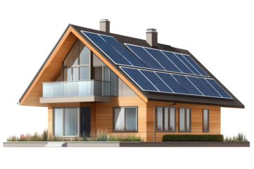 Modern eco-friendly house featuring solar panels and a sleek design, located in an urban neighborhood with a focus on sustainability and innovation