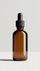 Fototapeta premium Brown glass dropper bottle on white background. Mock up, 3D Rendering
