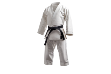 Judo uniform displayed isolated in a neutral background showcasing traditional martial arts apparel for training or competition purposes