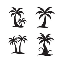 a vector illustration set of palm tree on white background
