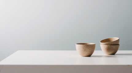 close-up view of empty brown flower pot on white