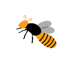 Honey bee animal illustration. Flat design bee illustration. Hand drawn bee illustration 
