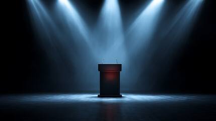 Podium spotlight stage presentation public speaking debate