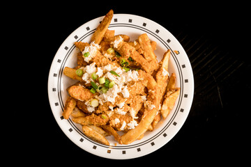 French fries topped with crab meat