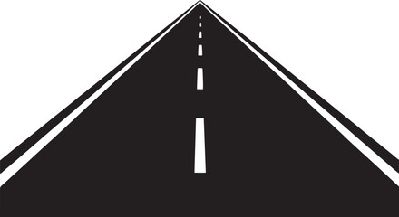 Silhouette Open Highway Scene with White Border and Black Asphalt Road