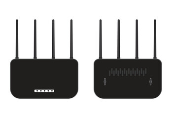 Modern Wi-Fi router icon with four antennas. Clean and professional vector illustration suitable for technical websites, network services, app interfaces.