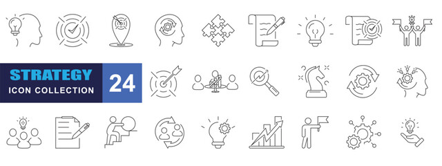 collection of icons strategy , editable strokes.