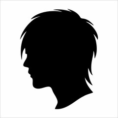 silhouette profile of emo teenager with shaggy hair