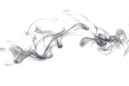 Ring-shaped smoke swirling gracefully on a transparent background creating an abstract visual effect