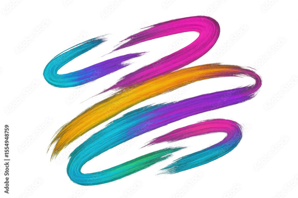 Poster multicolored brushstrokes swirling dynamically, creating vivid abstract pattern with transparent bac