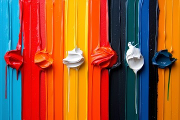 Vibrant Oil Paint Palette with Thick Vertical Stripes