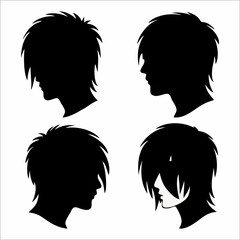 collection of male profile silhouettes with various hairstyles