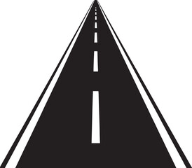 Silhouette Open Highway Scene with White Border and Black Asphalt Road