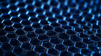 Obraz premium Closeup of Dark Blue Hexagonal Mesh Pattern