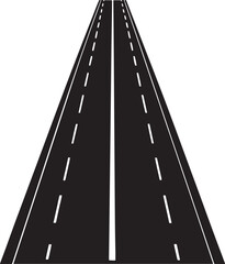 Silhouette Open Highway Scene with White Border and Black Asphalt Road