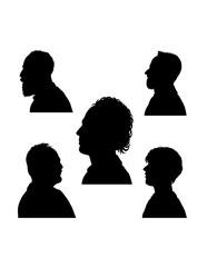 Young and old faces male character side view silhouette

